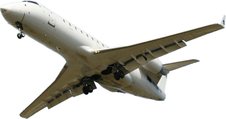 A large white airplane flying in the sky.